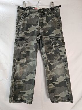 Levi's Boys 514 Gray Green Camo Cargo Pants Straight Rugged 4T